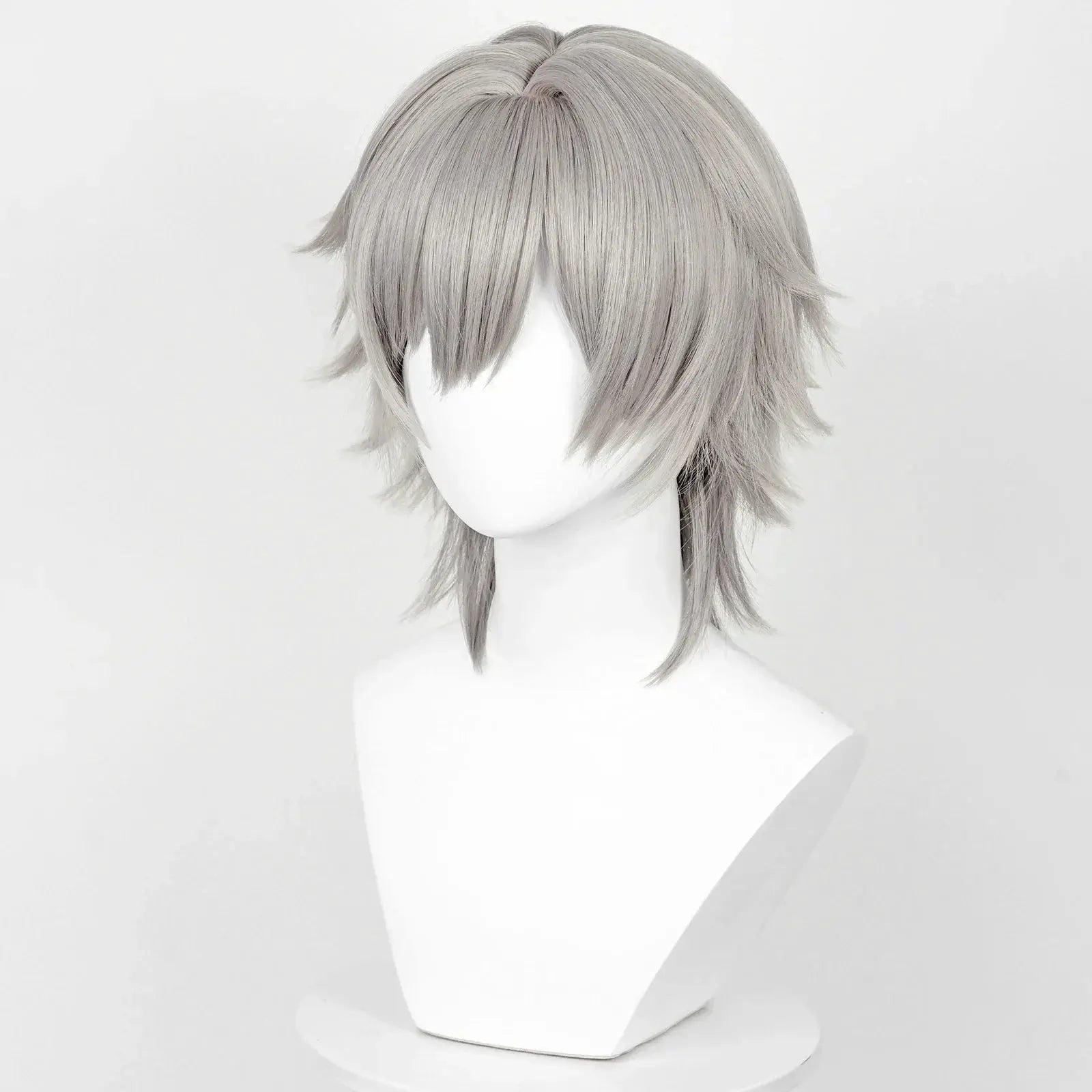Trailblazer Caelus Stelle cosplay wig for Honkai Star Rail, gray synthetic with bangs