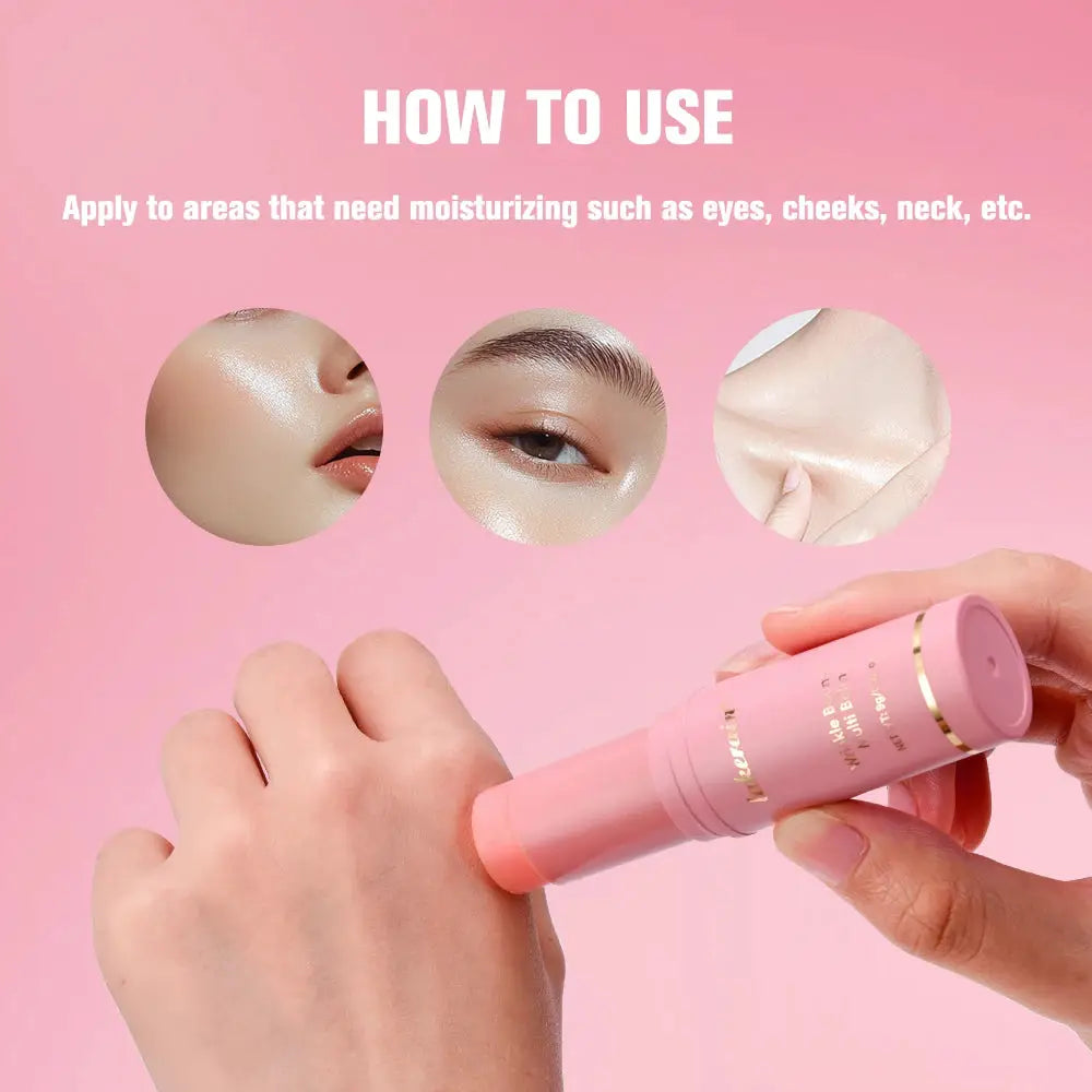 Lakerain Korean Pink Hydrating Stick Deep Hydration Balm For Wrinkle Smoothing Elasticity And Makeup Base