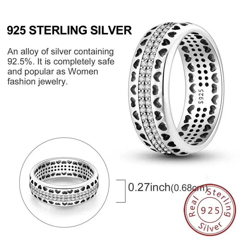 925 Sterling Silver Rings Bow Heart Star Sun Moon Zircon For Women Jewelry Birthday Anniversary Gifts