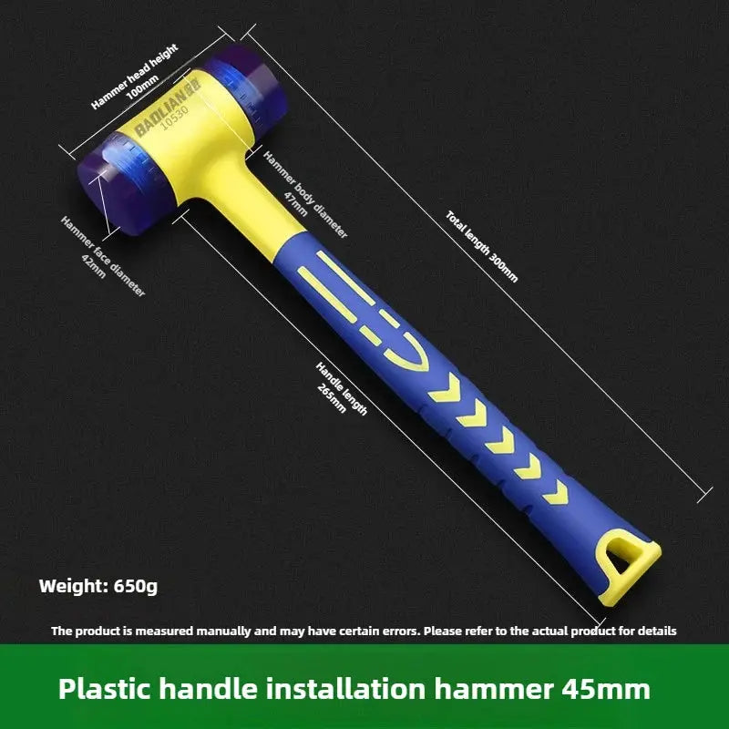 Double Headed Installation Hammer With Rubber Handle 25mm To 45mm Head Detachable Insulated Tool For Doors And Windows