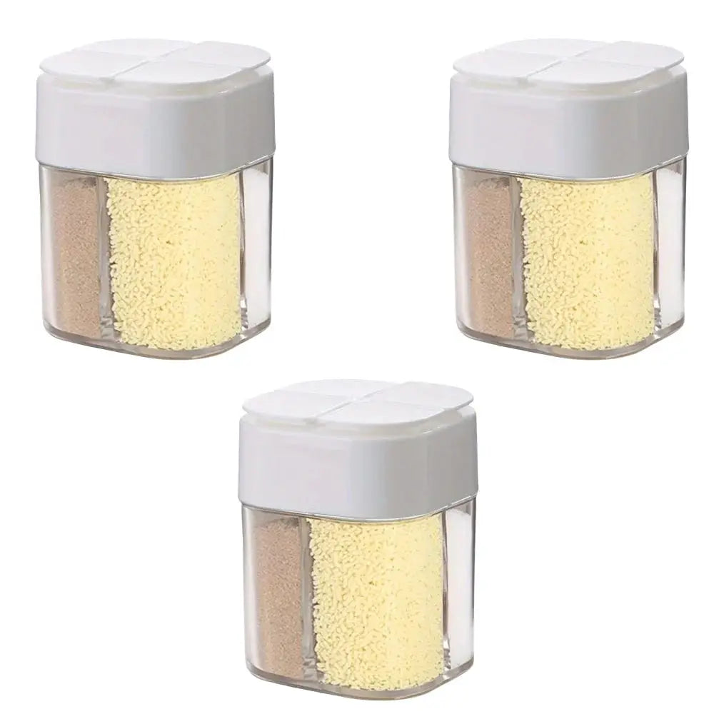 4 In 1 Camping Seasoning Shaker With Four Compartments For Outdoor BBQ Cooking Salt Pepper Storage Box And Lid