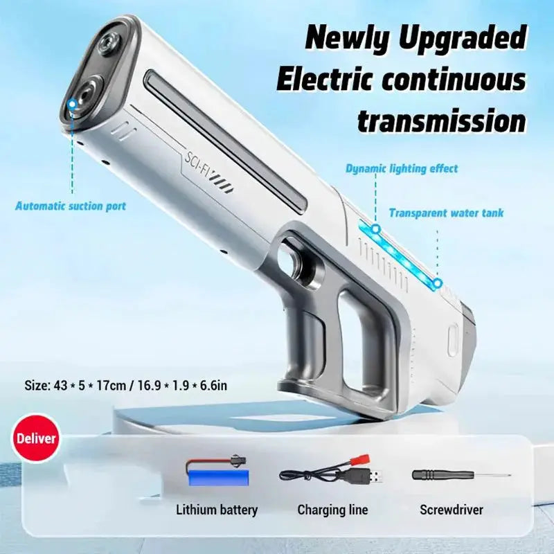 Electric Water Gun For Adults And Teens Automatic Water Suction Blaster With Flashing Lights For Summer Beach Parties