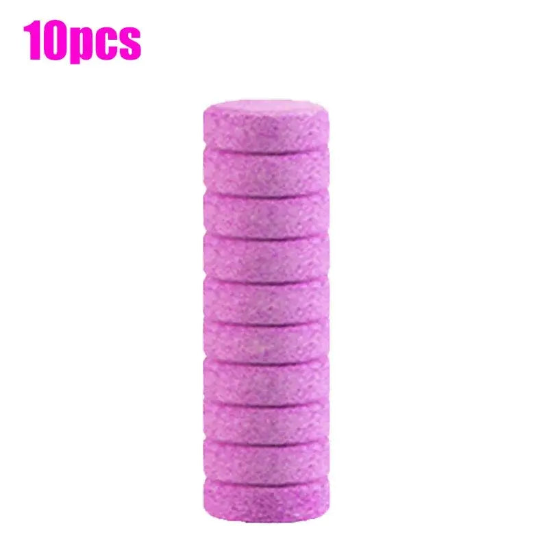 Car windshield cleaner effervescent tablets, pink rounds, 10 pcs