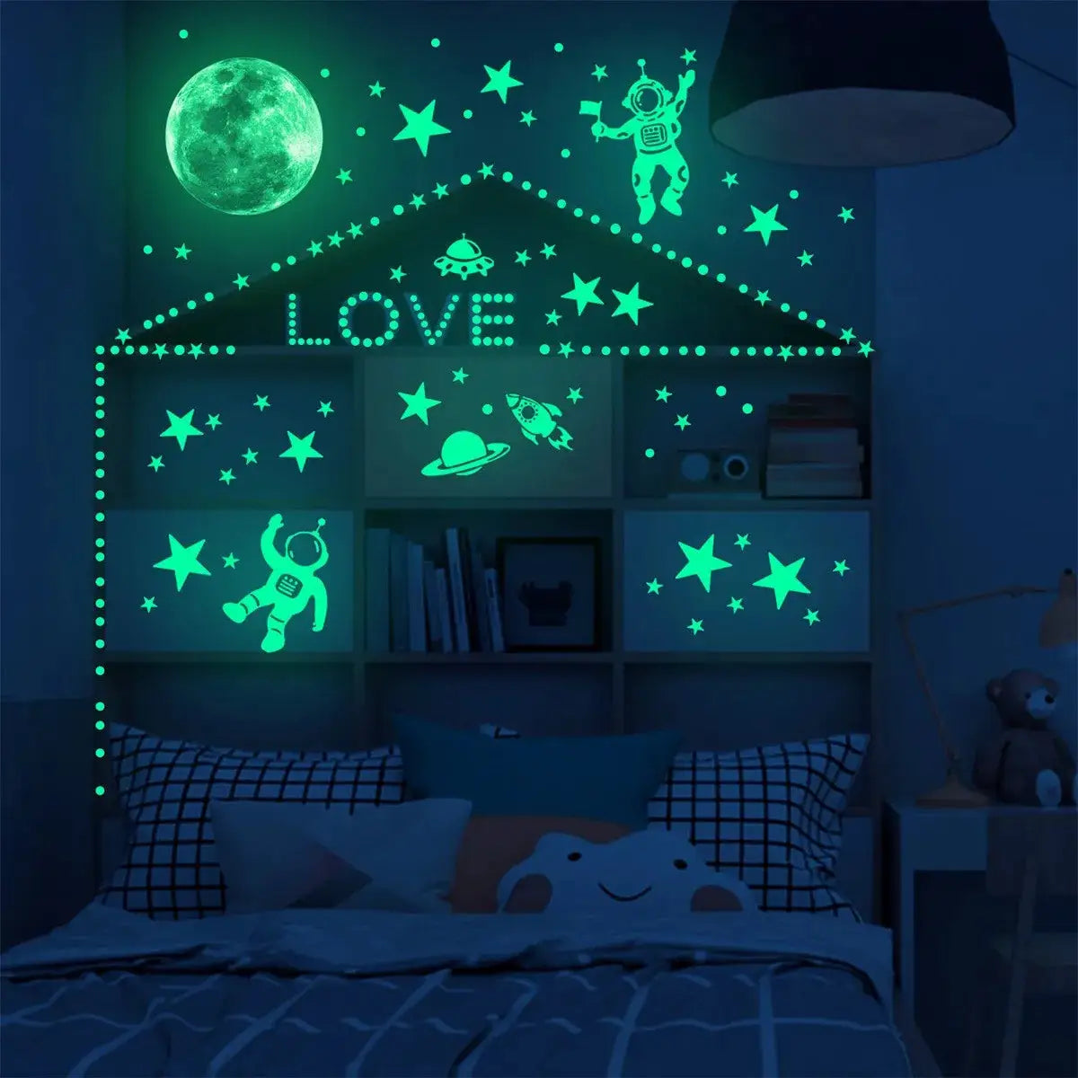 Luminous Moon And Stars Wall Stickers For Kids Room Decor Glow In The Dark Earth Wall Decals Noctilucent