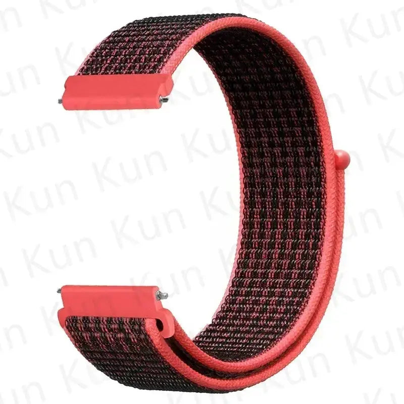 Nylon loop watch strap for Redmi Watch 5 Active/Lite and Xiaomi Watch S4, 20–22mm, red-edged black braided band