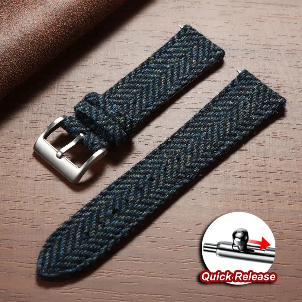 HeritageForge Quick Release Weave Bracelet For Omega And Seiko Vintage Cowhide Tweed Nylon Strap 18mm 20mm 22mm