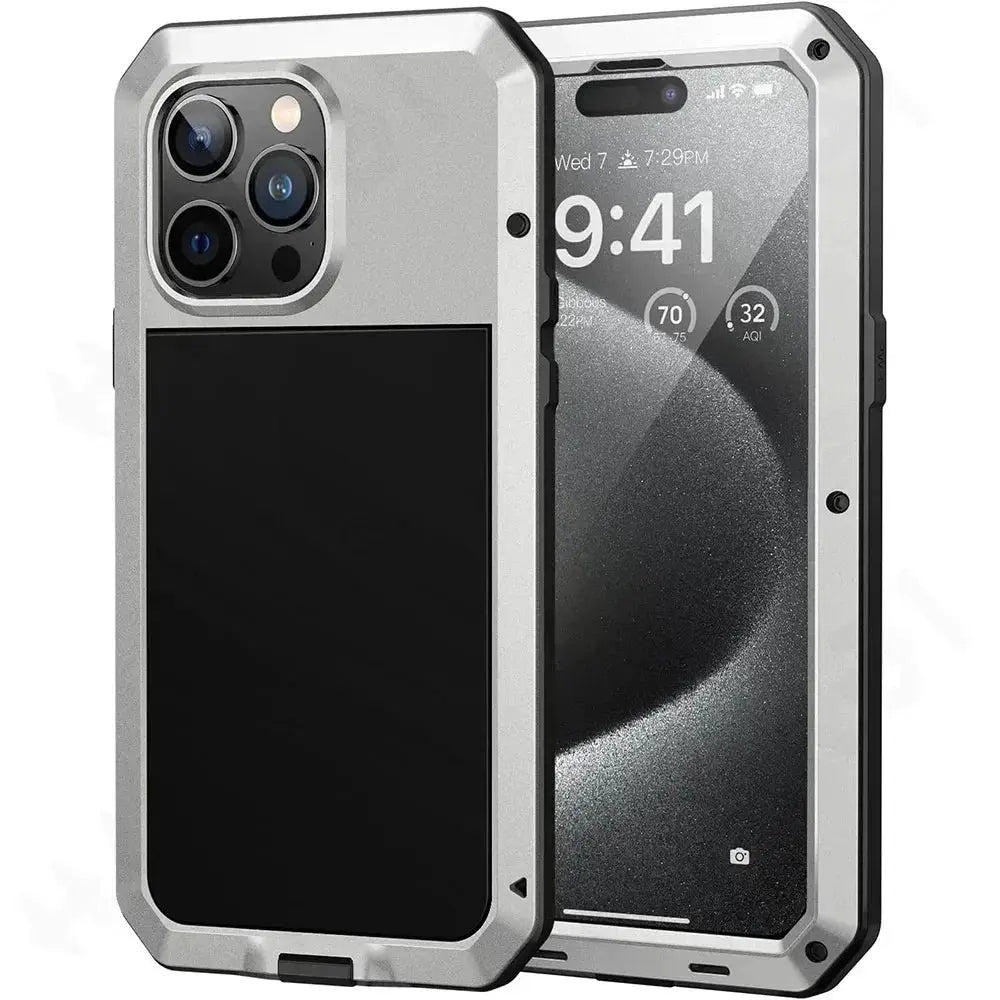 Simples Market aluminum tank case for iPhone - heavy-duty, shockproof rugged armor with metal bumper