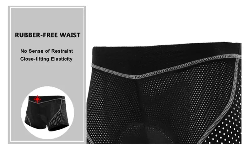 Simples Market X-TIGER men's cycling underwear with black mesh fabric and rubber-free waist