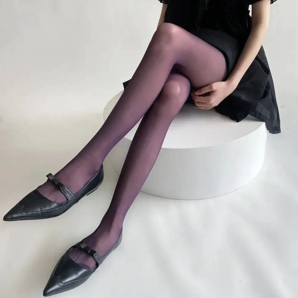 Azure Velvet Ultra Thin Nylon Thigh High Stockings Velvet Finish For Elegant Daily Wear