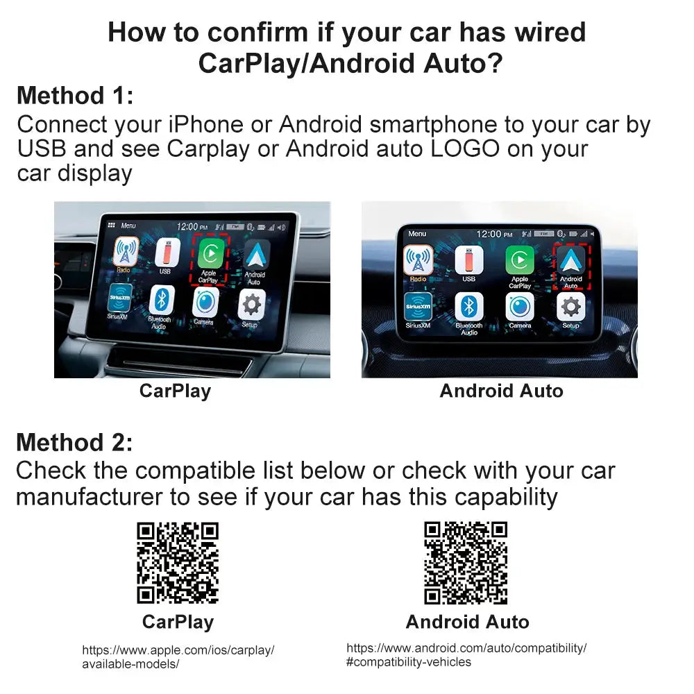 Original FLIXIVI 2-in-1 CarPlay Android Auto setup guide poster with two car displays and QR codes