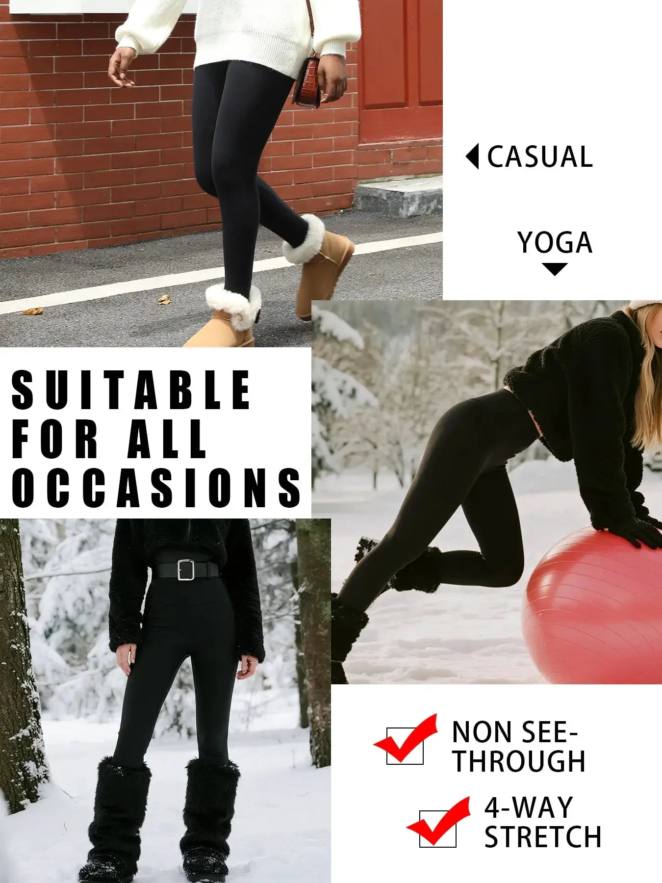 CozyPeak High Waisted Fleece Lined Leggings For Women Thermal Warmth For Winter Workouts Tummy Control