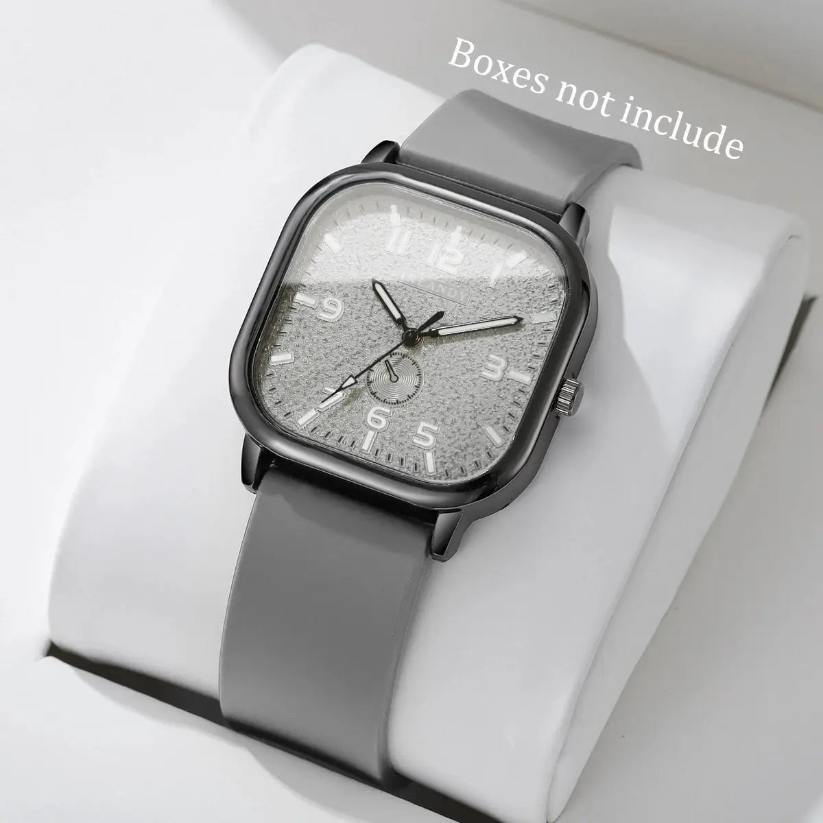 Fashion square women's watch with gray silicone strap, quartz movement Simples Market