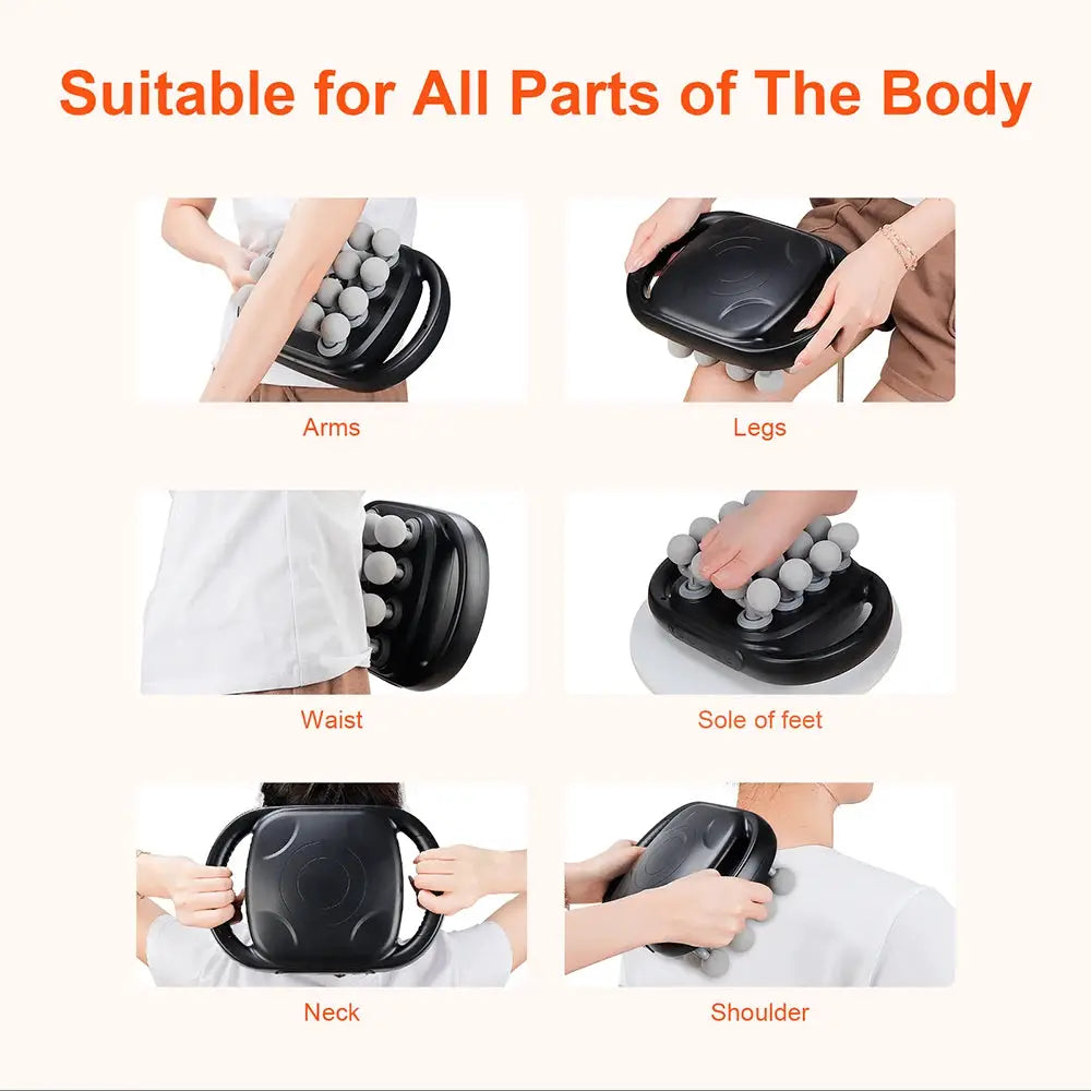 16-Head Fascia Gun by Simples Market; black high-frequency massager for neck, shoulders, arms, legs, waist, and feet