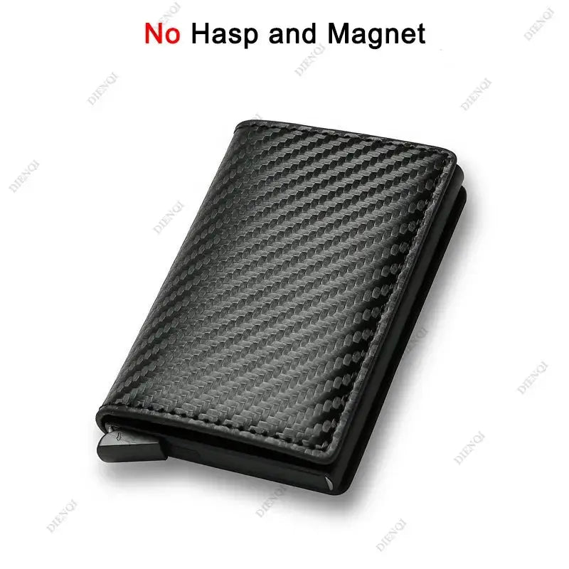 Anti-RFID carbon fiber card holder by Simples Market, black with mini pop-up mechanism