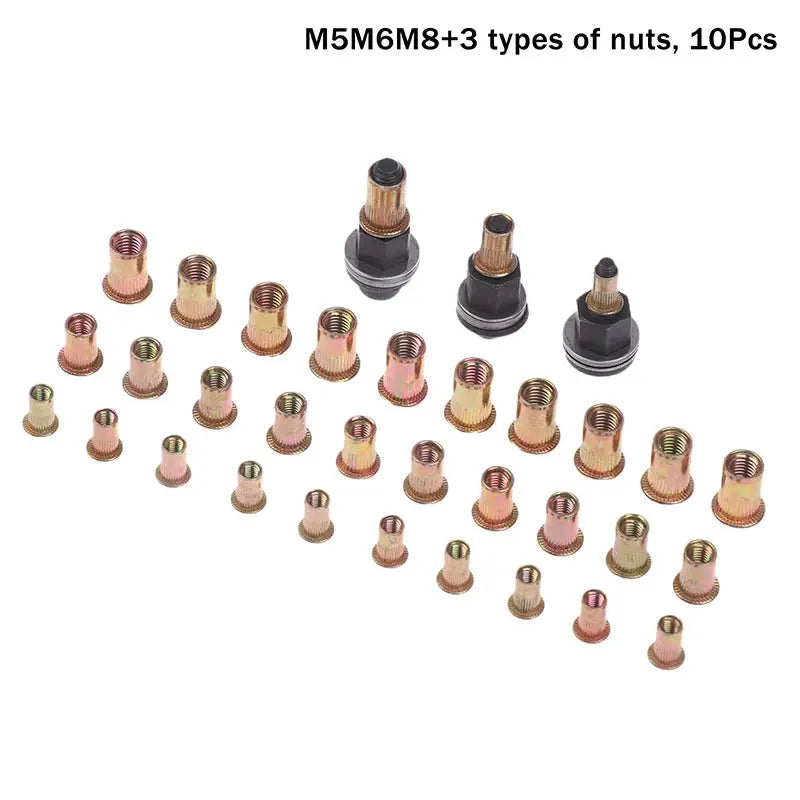 10 Piece Hand Rivet Nut Tool Set Manual Riveter Kit With M3 To M12 Nut Heads For DIY Repair