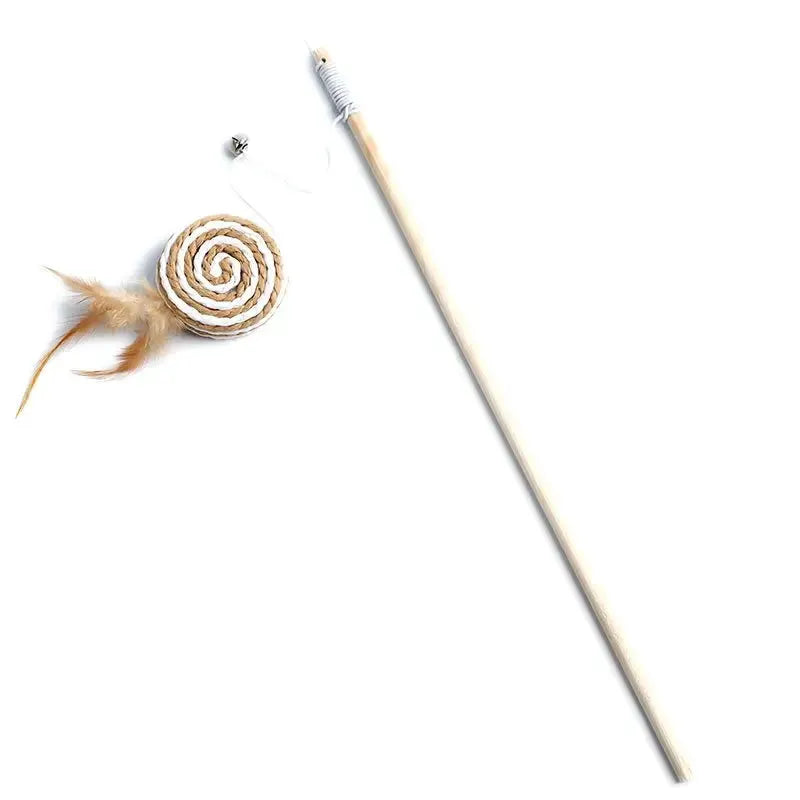 Teaser Feather Cat Wand Toy With Wood Rod Interactive Kitten Toy Colorful Feathers For Exercise And Bonding