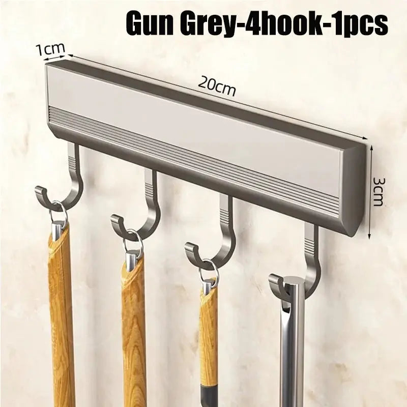 Simples Market aluminum wall-mounted kitchen utensil rack with 4 hooks