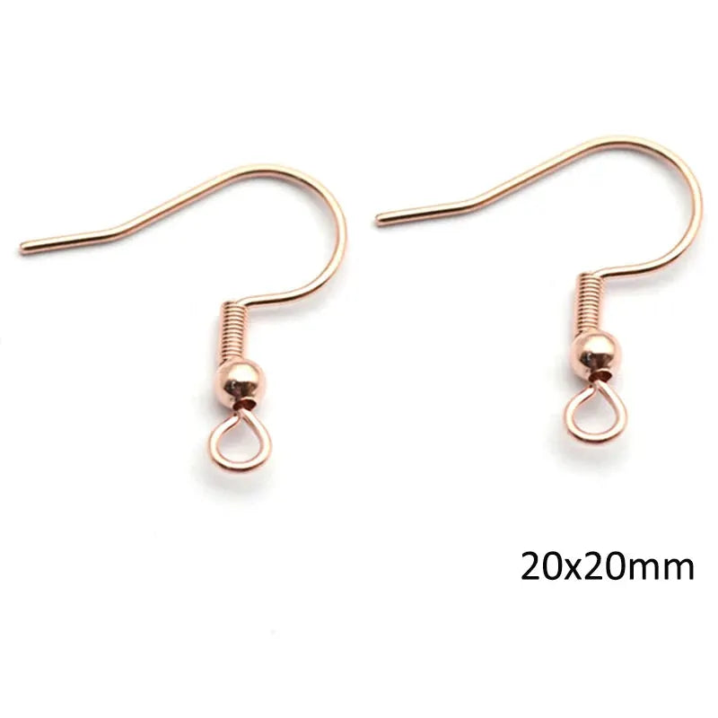 Simples Market 50pcs rose gold stainless steel earwire hooks with bottom loop, 20x20mm