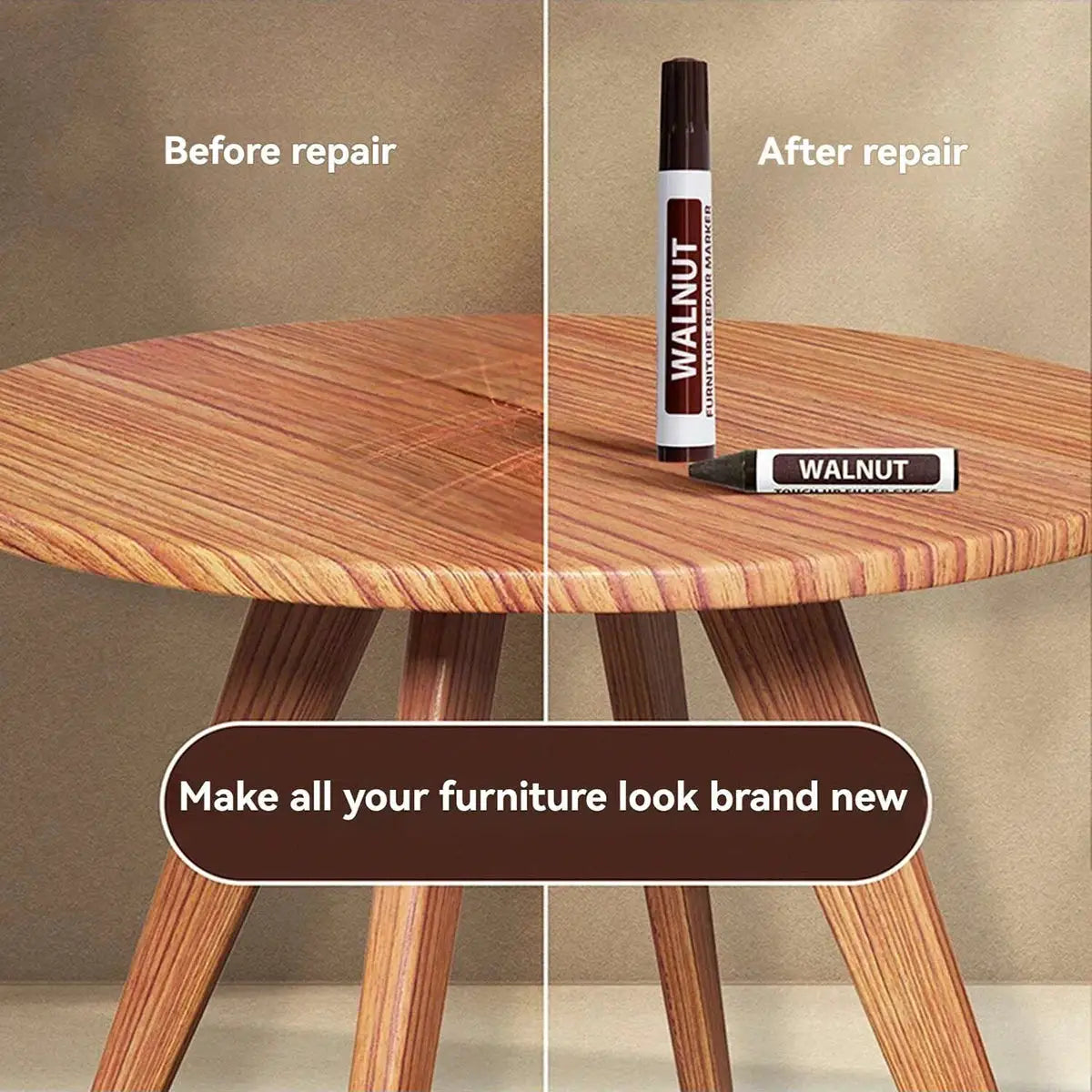 Walnut furniture touch-up marker set, 6–21 pcs, for scratch repair on wood
