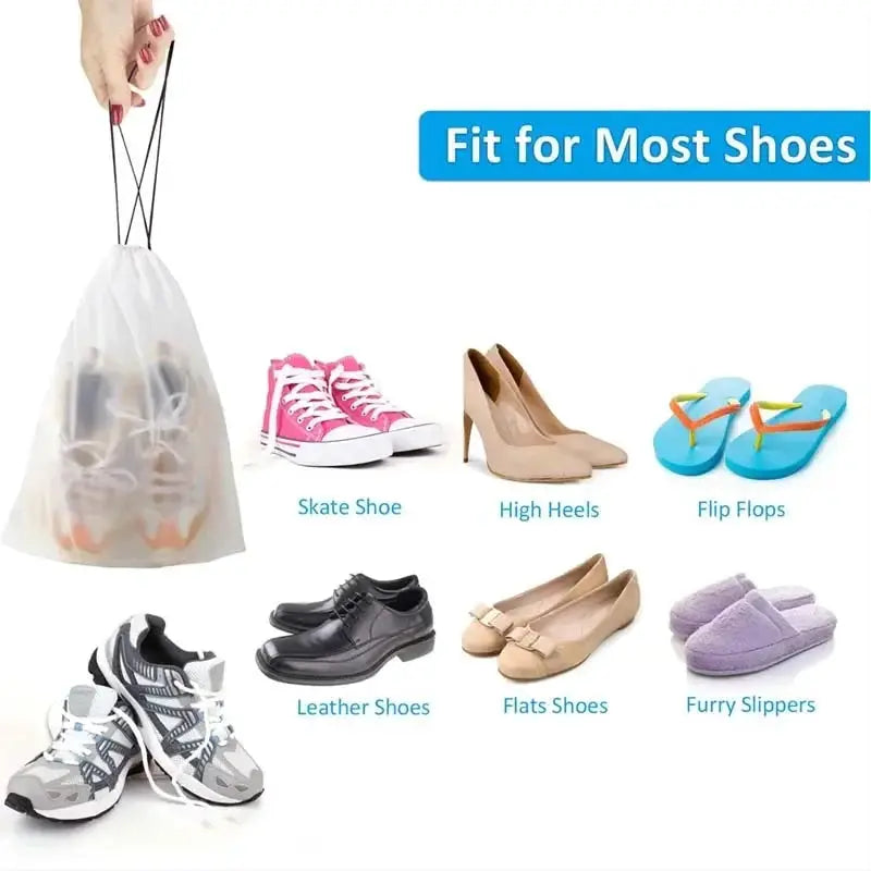 ClearView Waterproof Transparent Drawstring Storage Bags For Shoes And Sundries Pack Five To Ten