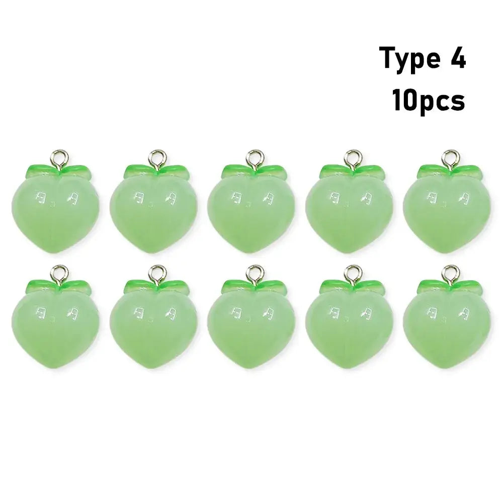 10 Pieces Transparent Peach Flat Resin Charms For Jewelry Making DIY Earrings Necklace Keychain Decoration