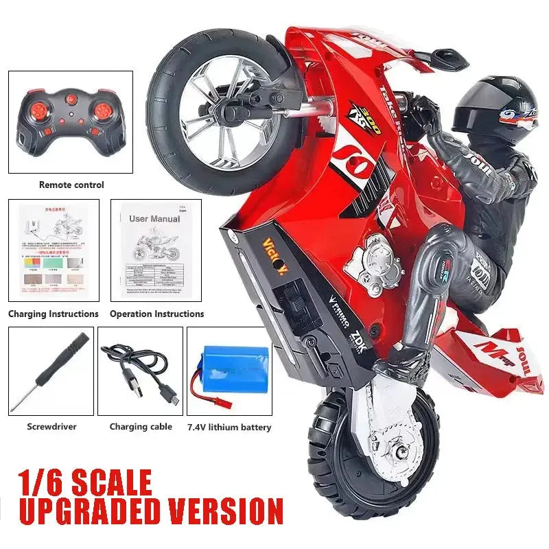 High Speed RC Motorcycle 1-6 and 1-10 Scale Electric Remote Control Bike 4CH Drift Car for Kids