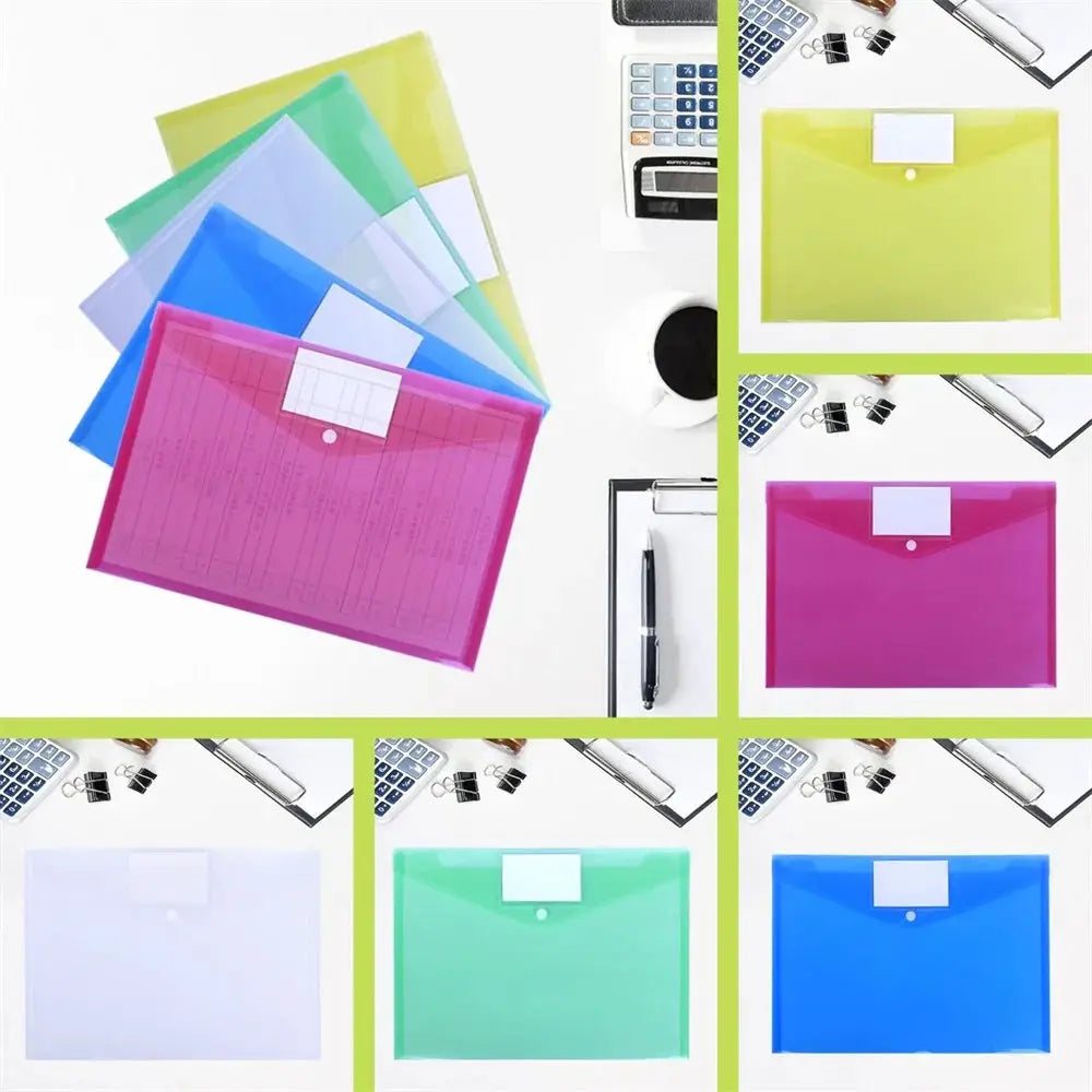Simples Market 8-pack A4 waterproof large-capacity file folders in colorful transparent colors