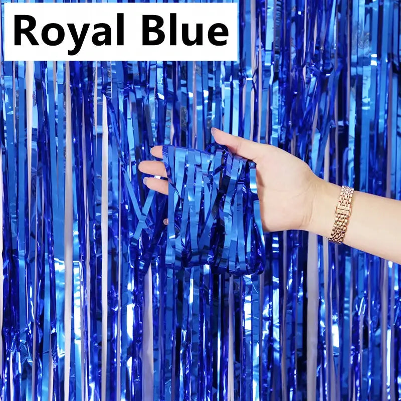New 4 2 1 Pack Party Backdrop Metallic Foil Fringe Tinsel Curtain For Birthday Wedding Baby Shower