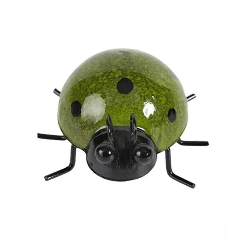 Mini Metal Ladybug Fence Hanger Wall Hanging Ornament For Outdoor Garden Decor Hand Painted Rust Resistant