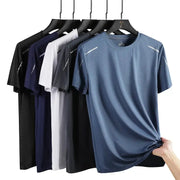 CHRLCK Mens Quick Dry Running Tee Breathable Soft Elastic Outdoor Sports Shirt For Hiking Fishing Summer