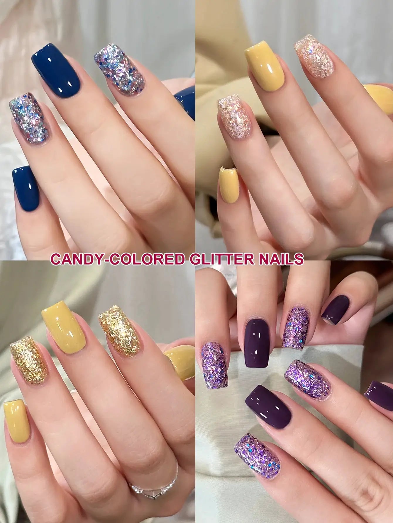 Simples Market 16-piece nail art gel set with candy glitter sequins and solid color polishes