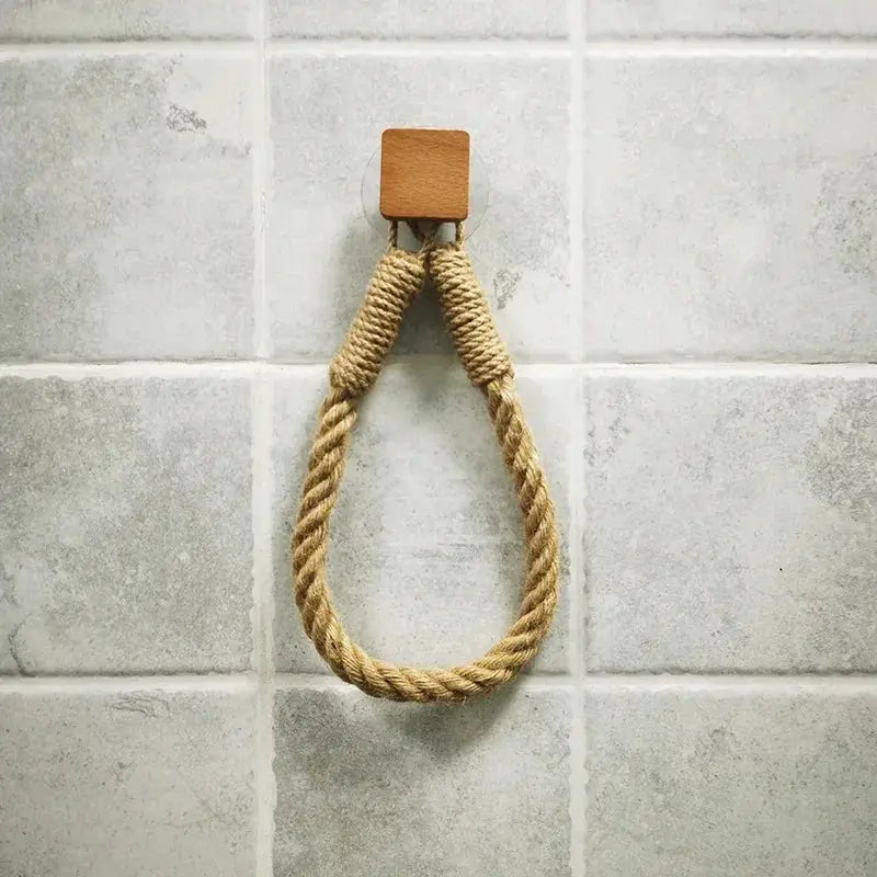 Nail Free HomeNest Rope Paper Towel Holder No Tools Needed Wall Mount For Kitchen And Bathroom Durable Rope Design