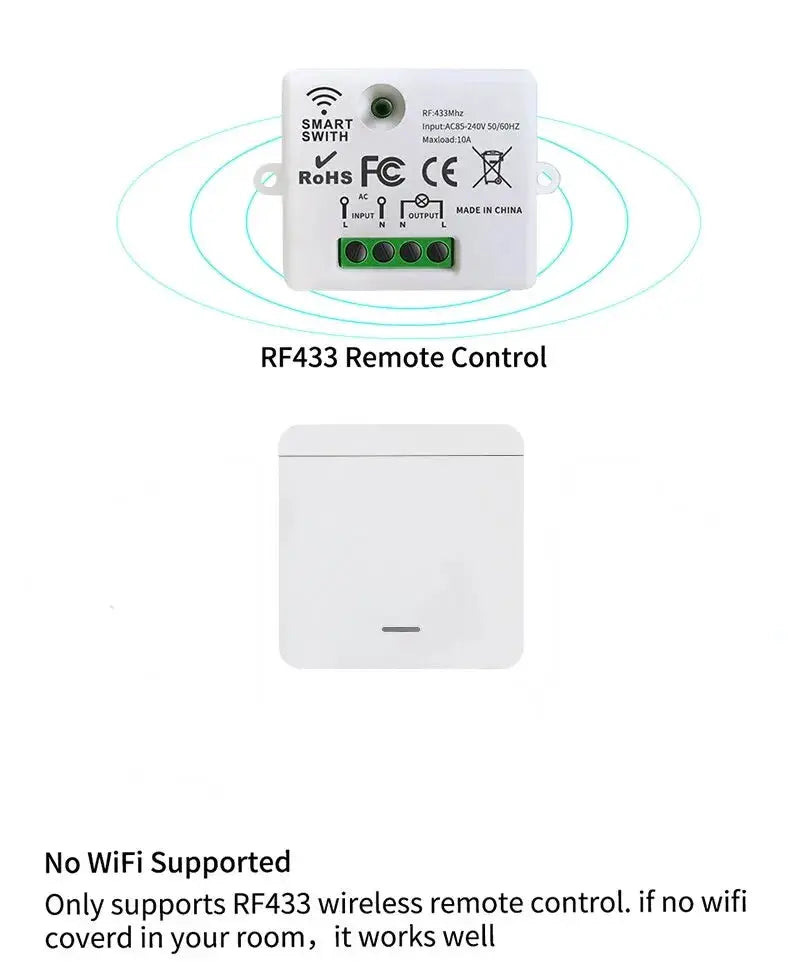 Simples Market RF433 wireless remote control module and white wall switch