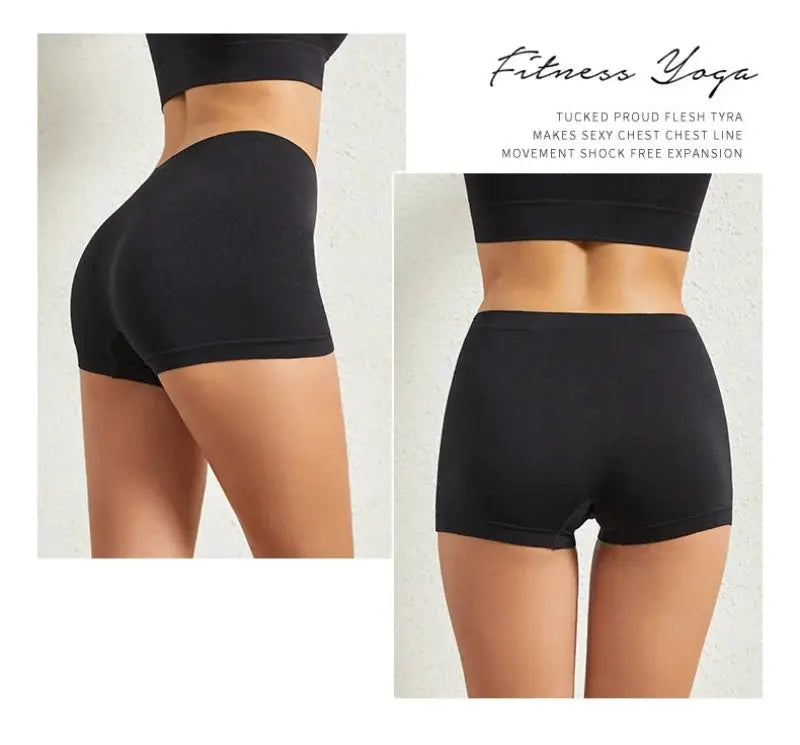 Simples Market women's seamless boyshort panties, black anti-chafing stretchy soft underwear