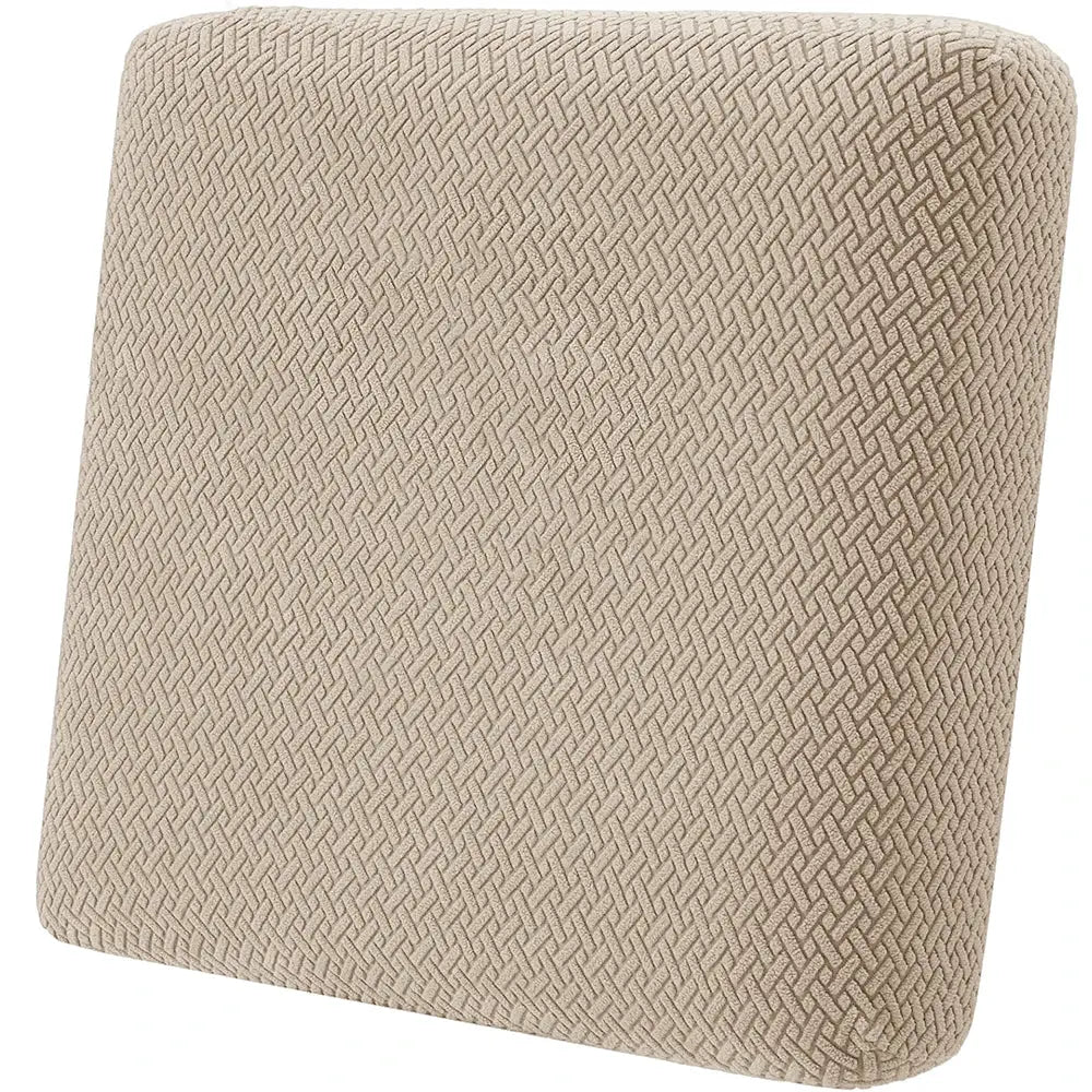 Patio sofa cover in beige twill jacquard, elastic anti-slip protective cover for garden furniture