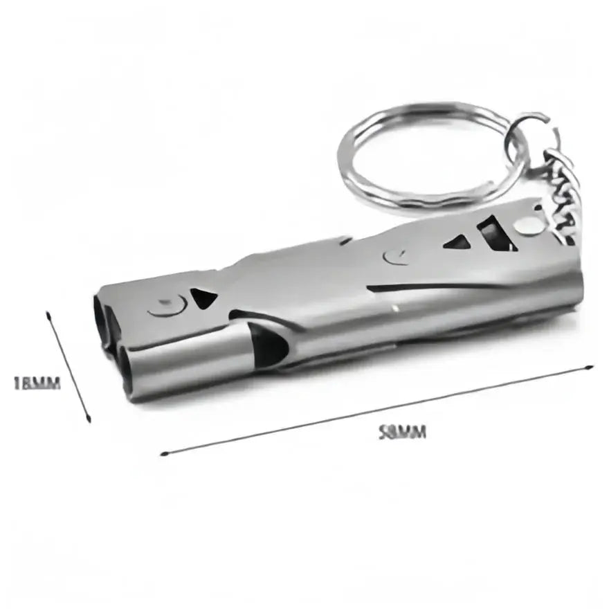 Survival Whistle Keychain For Outdoor Camping And Hiking Loud Emergency Alarm With Double Tube Design