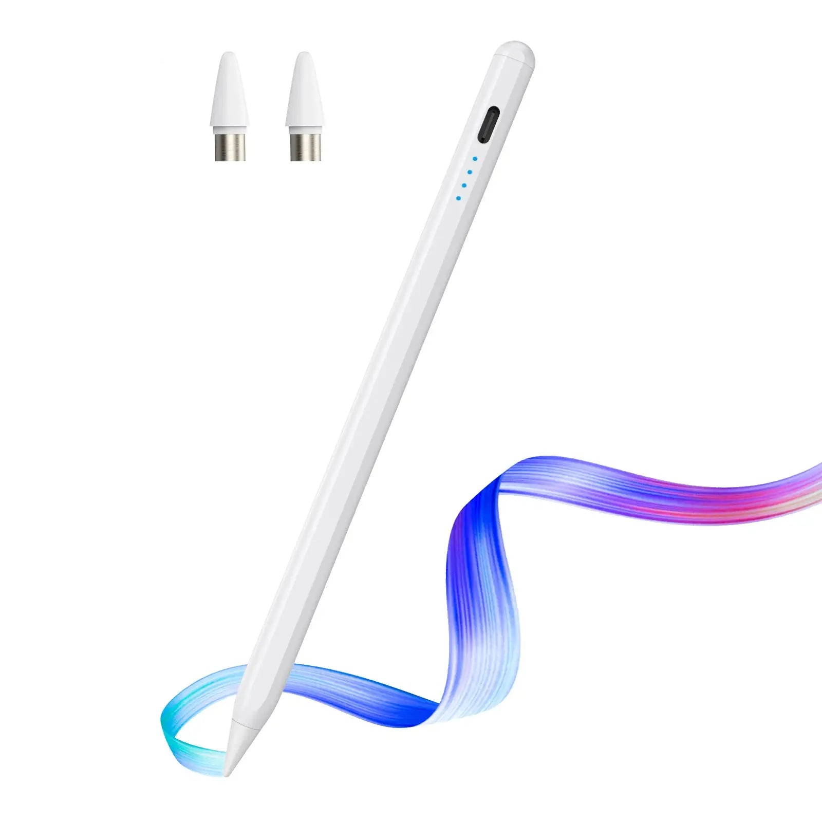 Universal stylus pen by Simples Market, white capacitive touchscreen pen with 2 spare tips