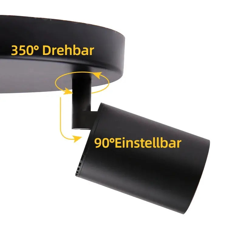 Modern black GU10 LED spotlight ceiling light by Simples Market; 350° rotation, 90° tilt