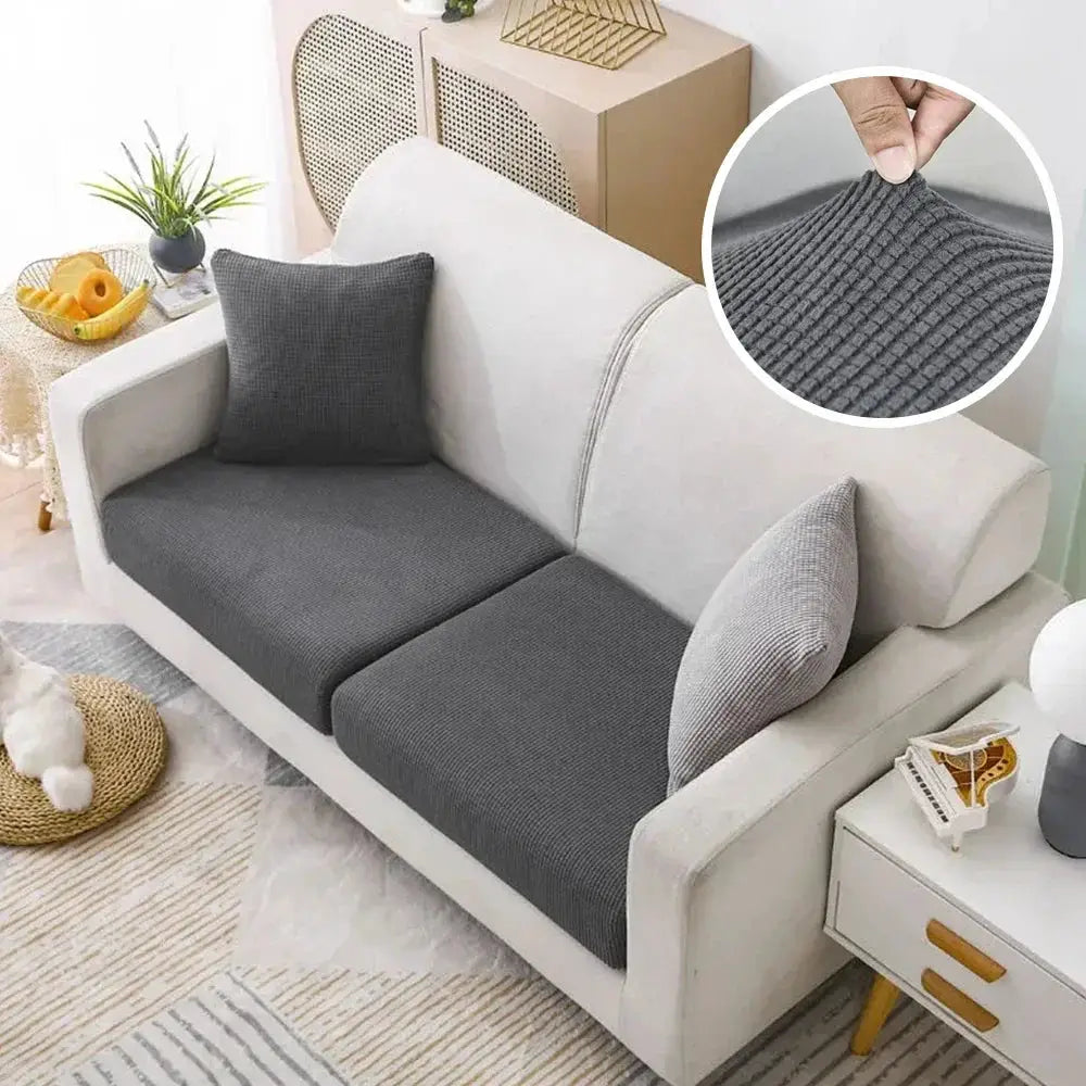Simples Market jacquard polar fleece two-seat gray sofa covers; stretch, removable couch protector