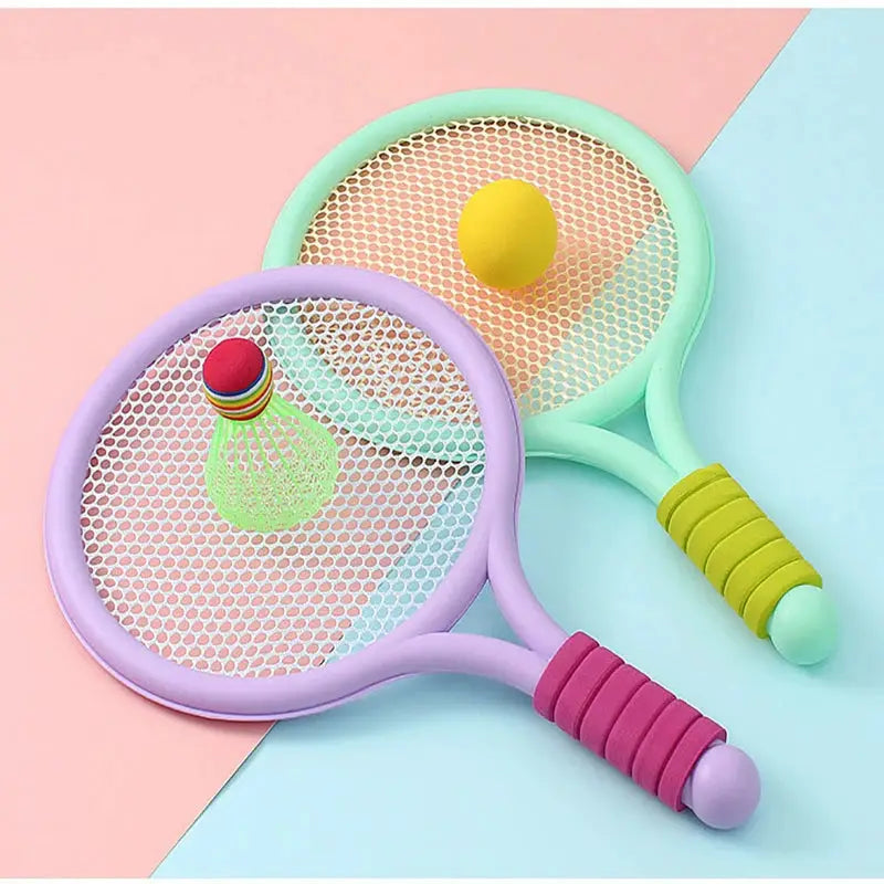 Kids Badminton And Tennis Racket Set For 3 To 12 Years Lightweight Plastic Outdoor Toy For Beginners