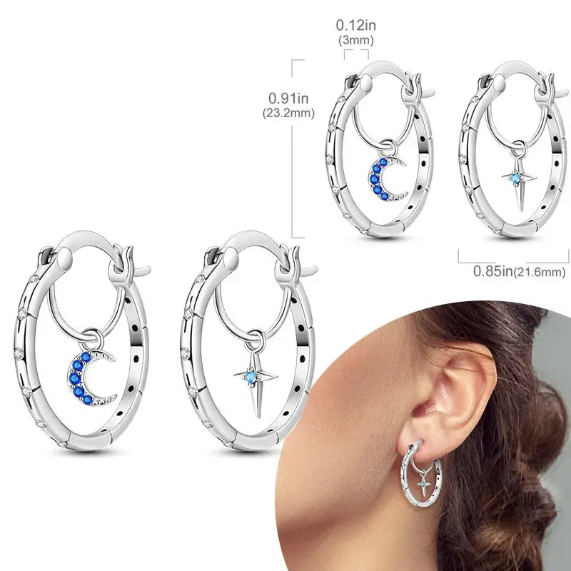 925 Sterling Silver Hoop Earrings Hypoallergenic Zirconia Hoops For Women Girls High Quality Fashion Jewelry