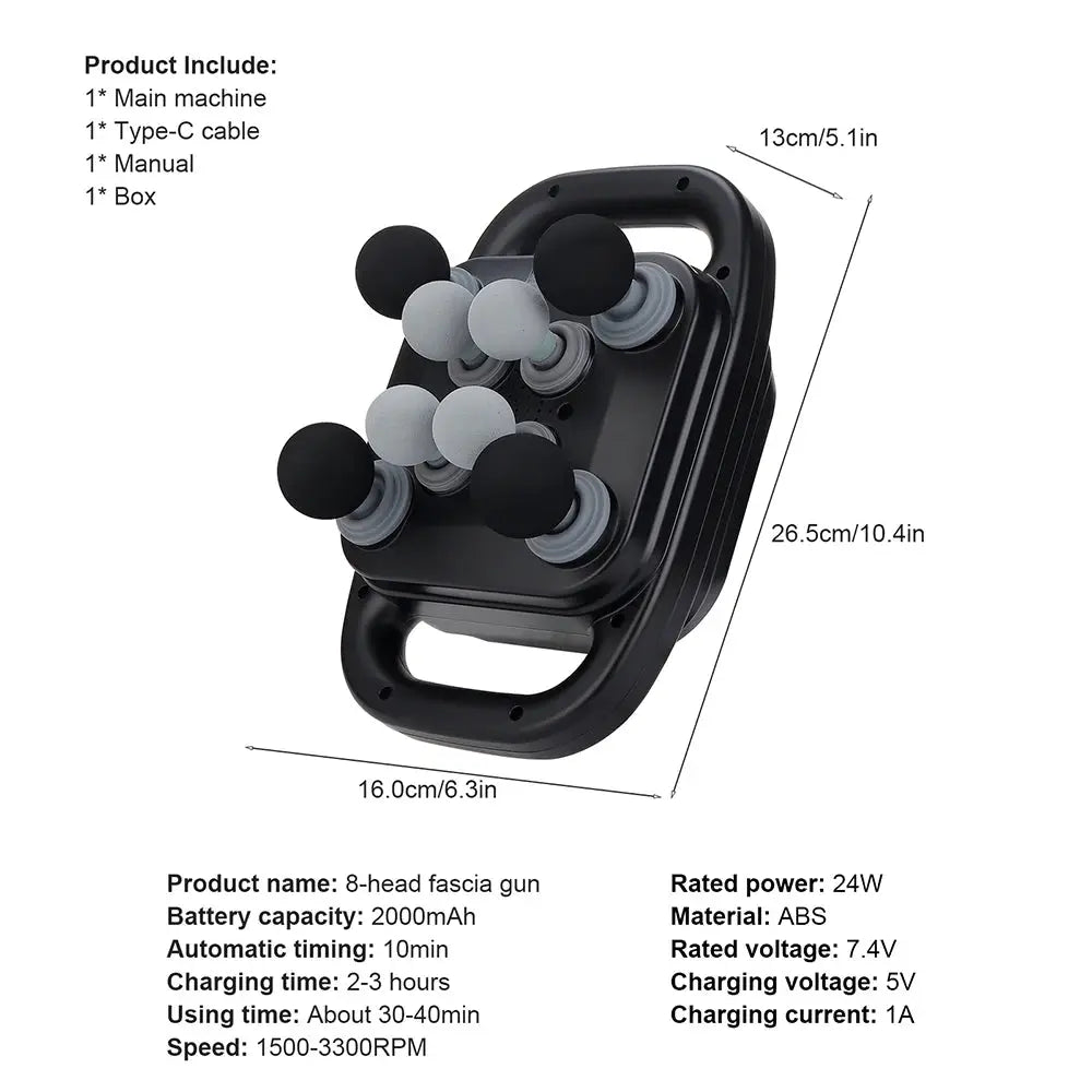 Simples Market 42-head fascia gun black high-frequency vibration massager for back, waist, neck and shoulders