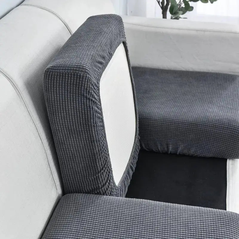 Simples Market thick elastic sofa cover in charcoal gray; solid-color cushion slipcovers for living room couches