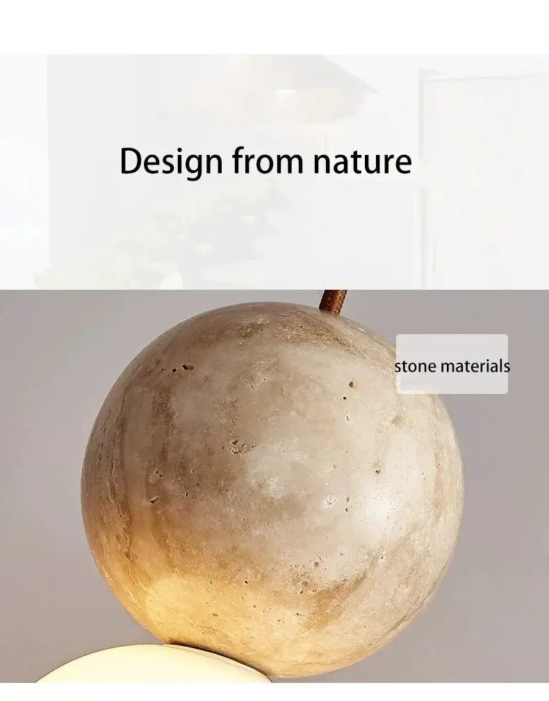 Led pendant light stone cream sphere by Simples Market for bedroom.