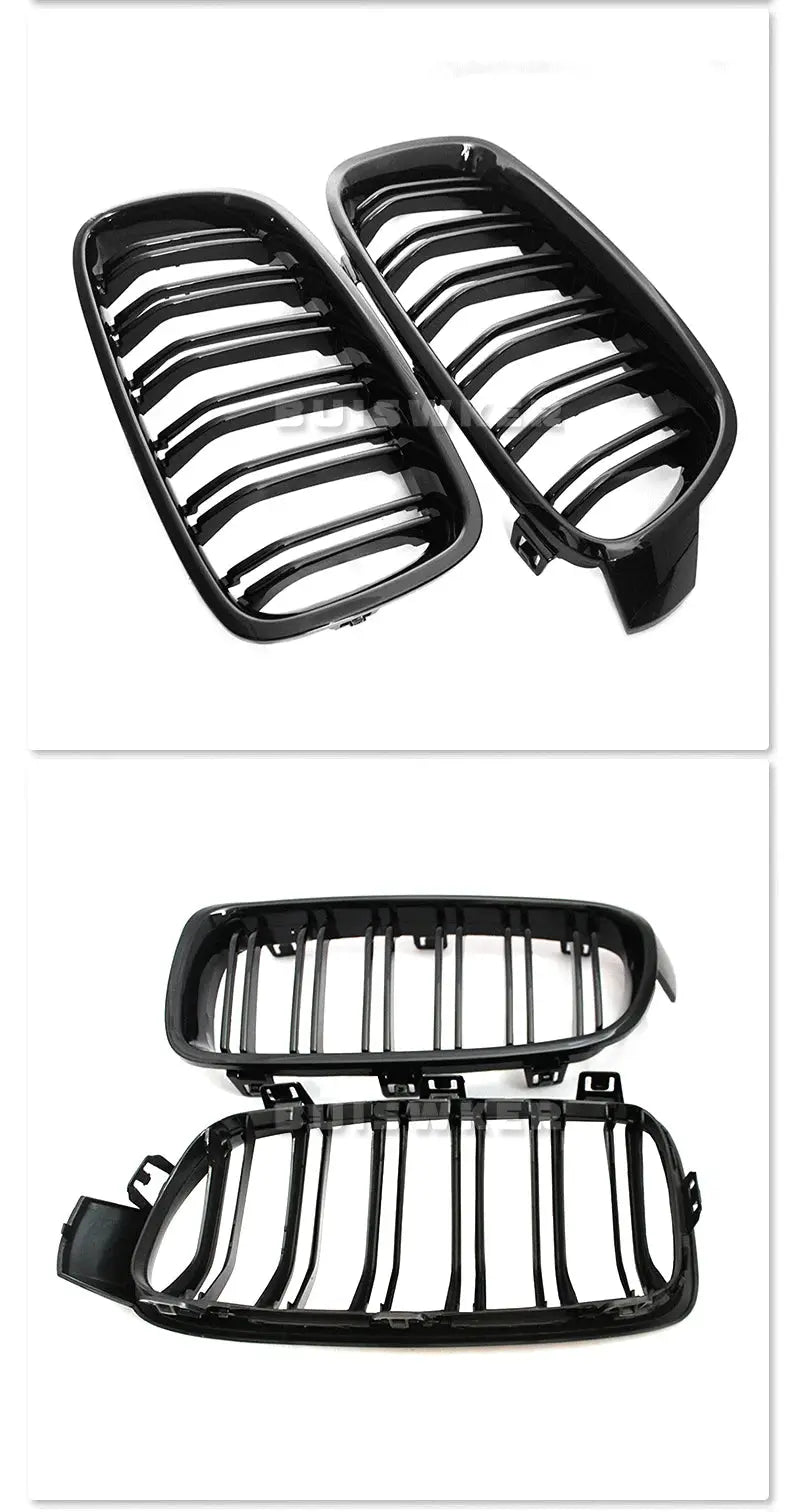 Simples Market BMW front kidney grille set, dual slat, black ABS for F30/F31/F35 2012-2018, 2 pcs