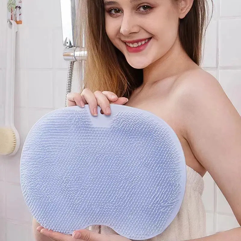 Foot Wash Brush With Back Scrubber Suction Cup Bath Tool Exfoliating Shower Pad Massager Mat