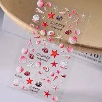 Nail charms sticker sheet by Simples Market, 1PC, 5D embossed with macaron shapes, flowers, letters
