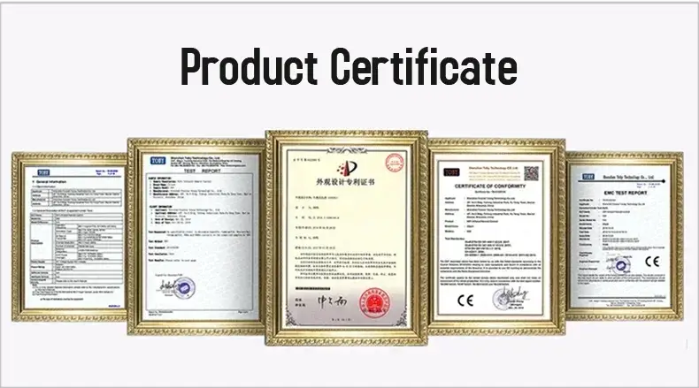 Tuya Zigbee WiFi Smart Siren Alarm product certificate display with gold-framed documents