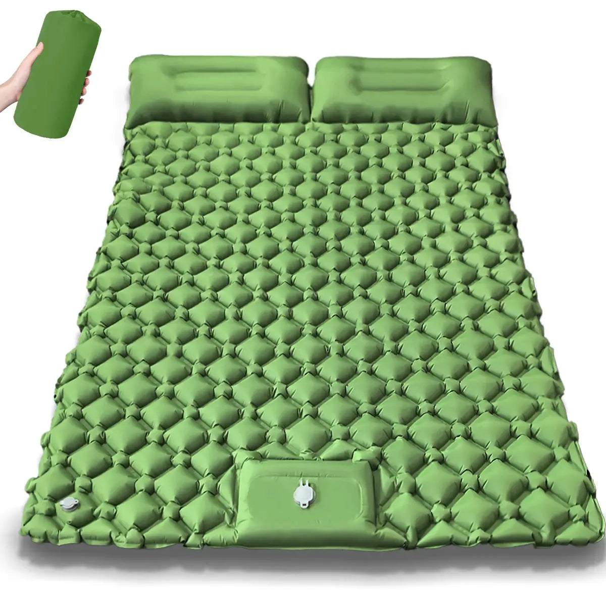 Outdoor camping double inflatable mattress by Simples Market, extra-wide green sleeping pad for car travel