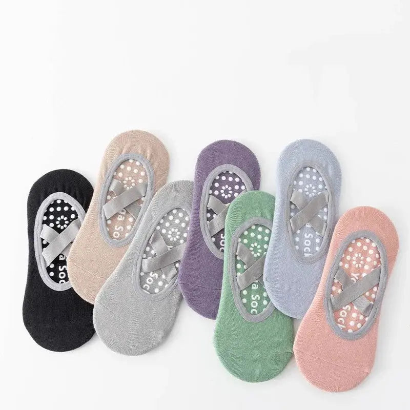Three Pairs Professional Women Yoga Socks Silicone Anti Slip Backless Breathable Bandage For Yoga Pilates Ballet Sport